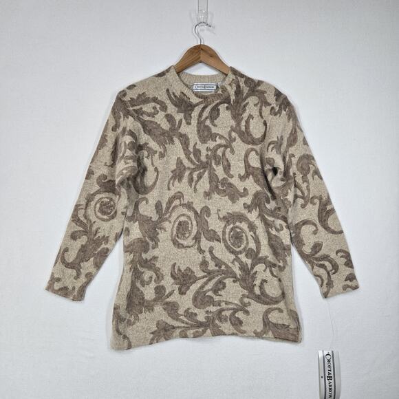 VTG Croft & Barrow Silk Angora Rabbit Hair Sweater Sz M Beige Brown Baroque NEW - Picture 13 of 13